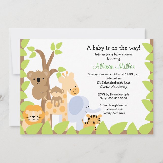 El bebé de la selva Safari anima la invitación de  (Anverso)