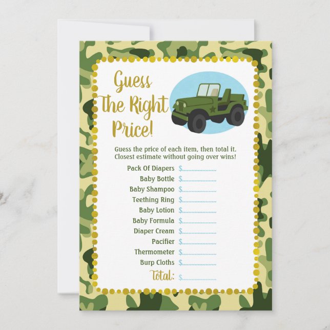 El bebé del camo del ejército adivina el juego del (Anverso)