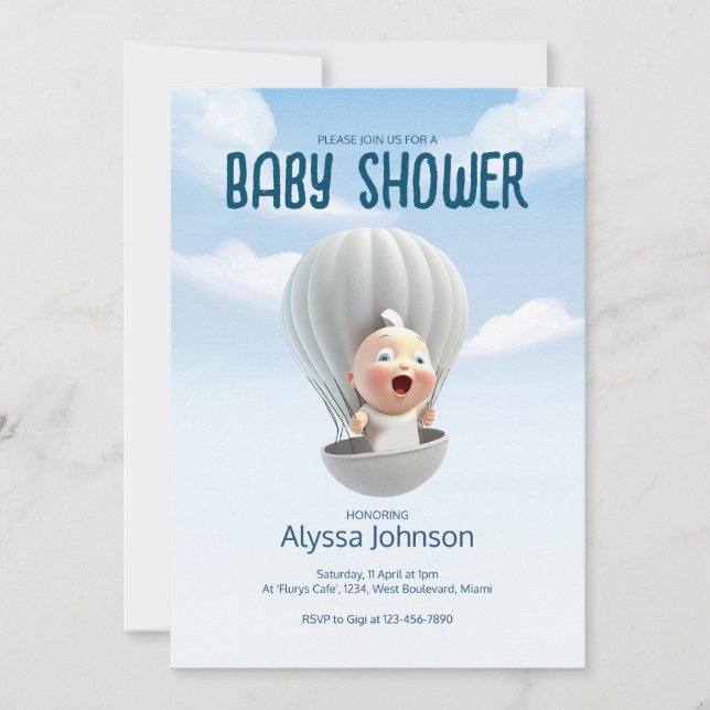 El bebé llega pronto | Invitación de Baby Shower (Anverso)