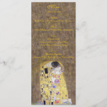 El beso por el menú del oro de la boda de Klimt