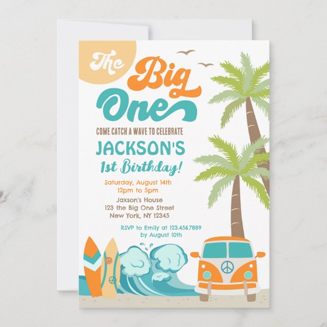 El Big One Surf Up Beach Invitación a los primeros (Anverso)