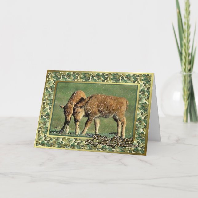 El bisonte pare tarjeta de Navidad animal (Anverso)