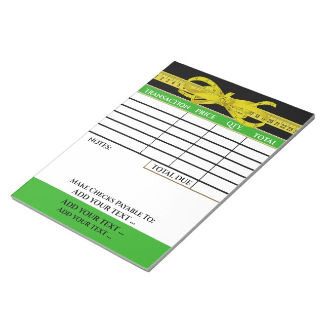 El Bloc de notas de factura (Lado Derecho)