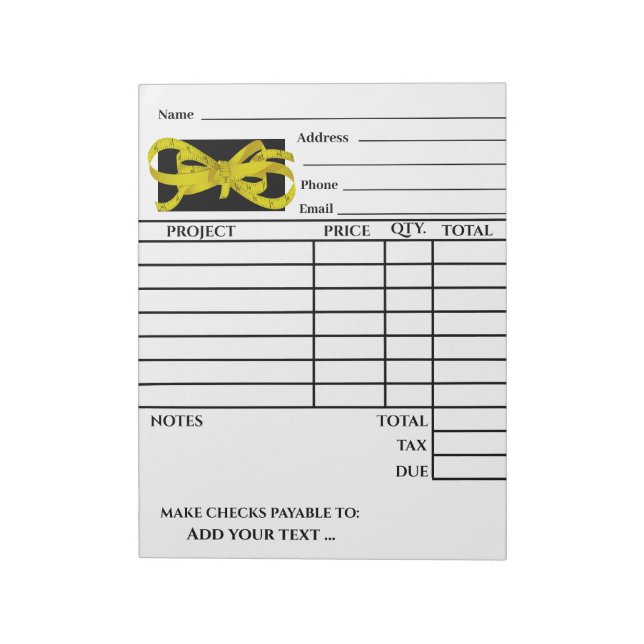 El Bloc de notas de factura (Lado Izquierdo)