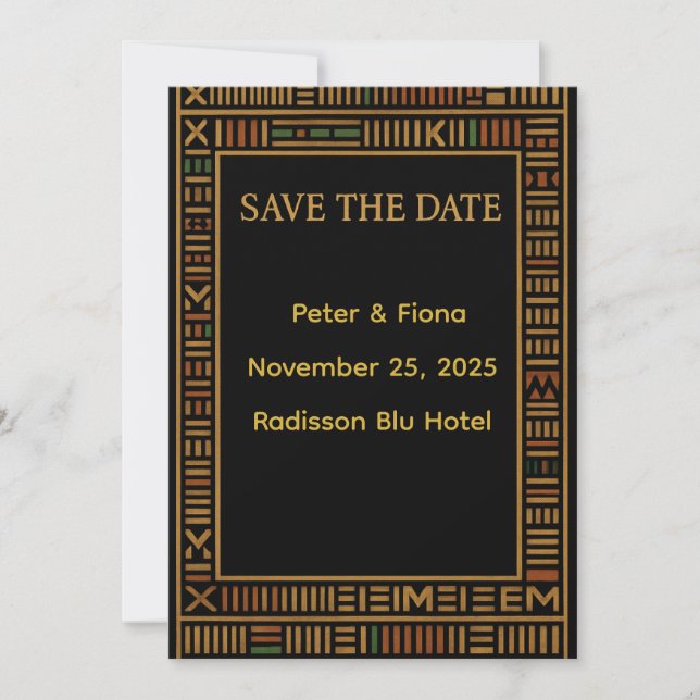 El Boda africano Gold Kente salva la tarjeta de fe (Anverso)
