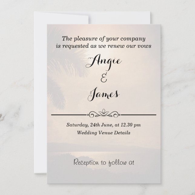 El Boda Beach Sunset promete una invitación a la r (Anverso)