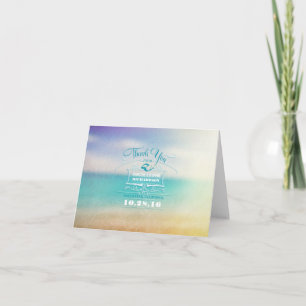 El boda de playa moderno le agradece las tarjetas