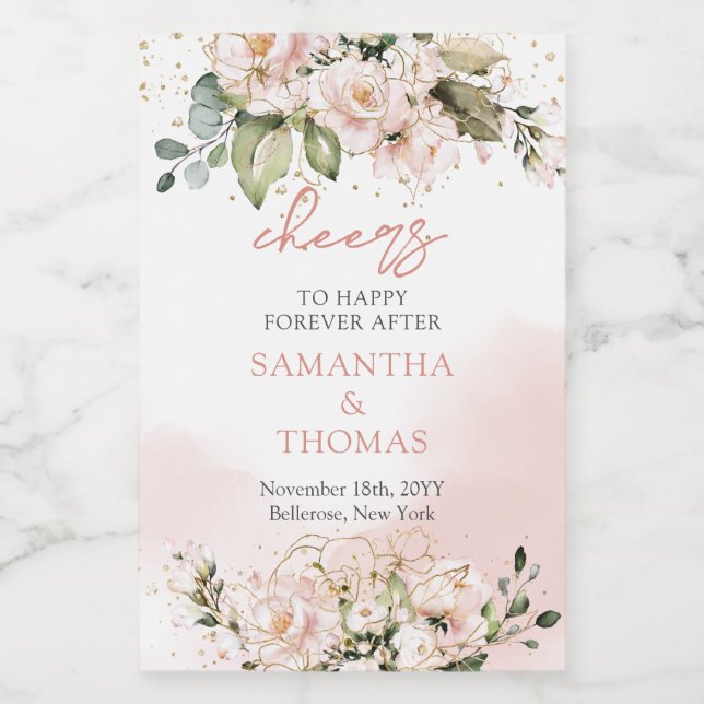 El Boho moderno luce brillantes dorados florales d (Etiqueta única)