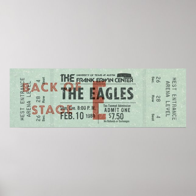 El Boleto de Concierto de The Eagles – Arte de Roc (Frente)