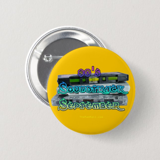 El botón "80's Soundtrack Sept" del centro comerci (Anverso y reverso)