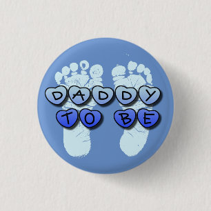 El botón Baby Shower azul para ser bebé de Papi
