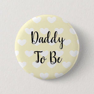 El botón Baby Shower Daddy to be Yellow Hearts