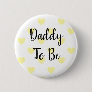 El botón Baby Shower Daddy to be Yellow Hearts