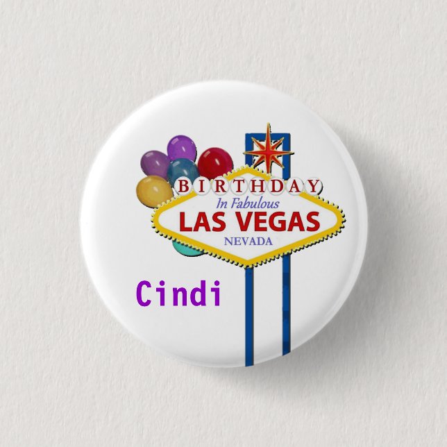 El botón de BIRTHDAY de Las Vegas personaliza con  (Anverso)