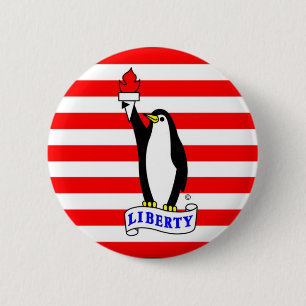 El botón de la bandera del pingüino de la libert