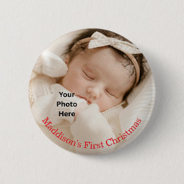 El botón de primera foto navideña de un bebé adora