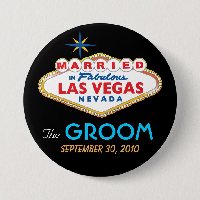 El botón GROOM de la boda de destino de Vegas (Anverso)