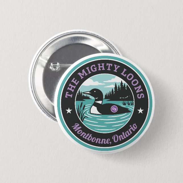 El botón teal de The Mighty Loons (Anverso y reverso)