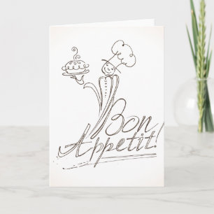 ¡El Buen Chef dice Bon Appetit! Tarjeta de felicit