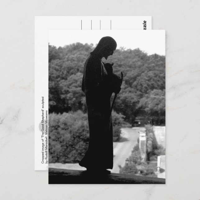 El buen pastor (B&W) - postal (Anverso / Reverso)