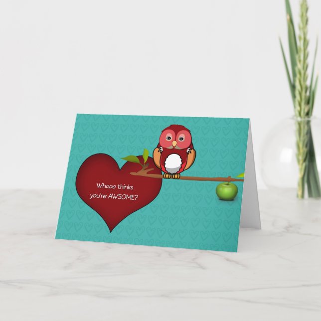 El búho lindo de la tarjeta del día de San (Anverso)