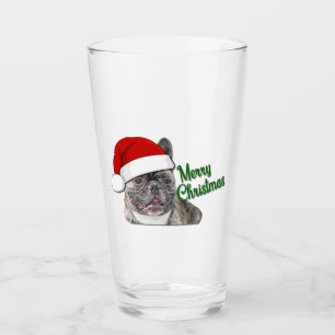 El Bulldog francés Cute Brindle Puppy Santa