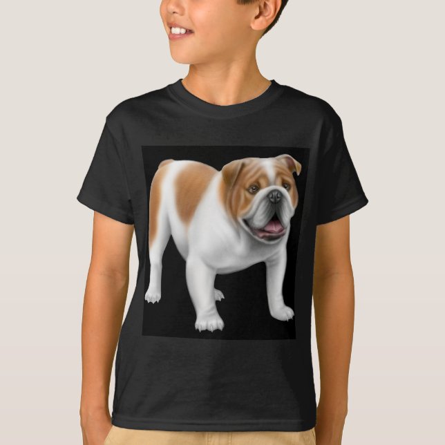 El bulldog inglés embroma la camiseta oscura (Anverso)