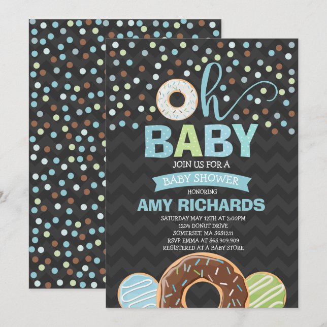El buñuelo de la invitación de Baby Shower del (Anverso / Reverso)