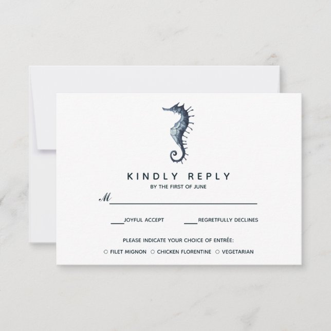 El caballito de mar azul | Boda RSVP con elección  (Anverso)