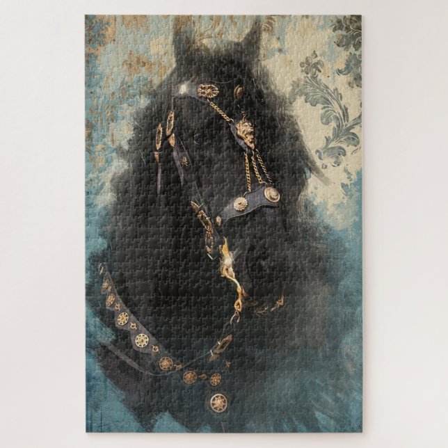 El caballo barroco friesiano - rompecabezas (Vertical)