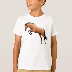 El caballo de bahía de salto embroma la camiseta