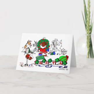 El caballo feliz cultiva la tarjeta de Navidad