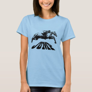 El caballo que salta la camiseta ecuestre