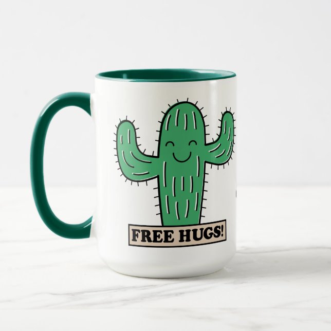 El cactus libre abraza las tazas conocidas de (Izquierda)