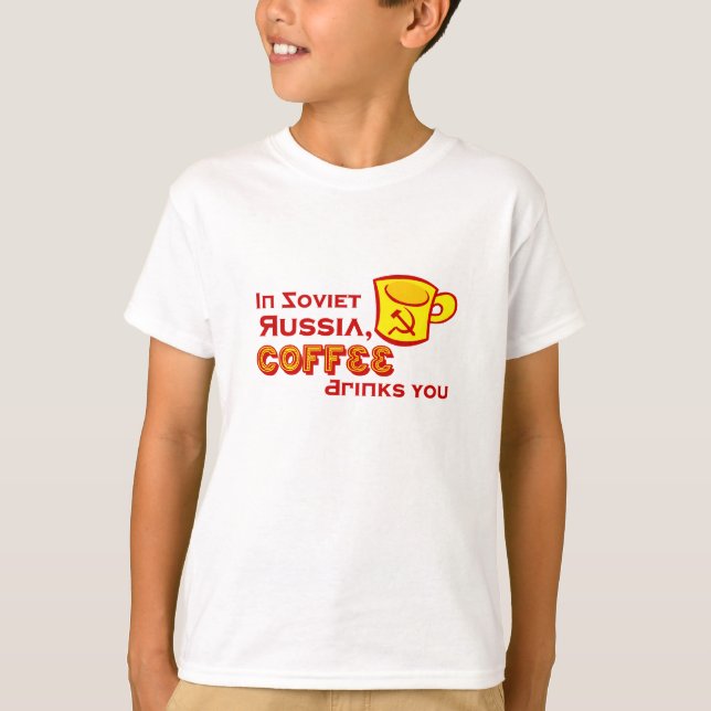 El café bebe una camiseta para los niños (Anverso)