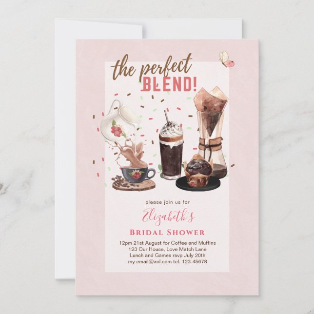 El CAFÉ de Invitaciones de la DUCHA BRIDAL, perfec (Anverso)