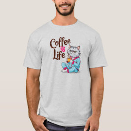 El café es la vida con la camiseta de gato gruñón