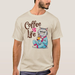 El café es la vida con la camiseta de gato gruñón
