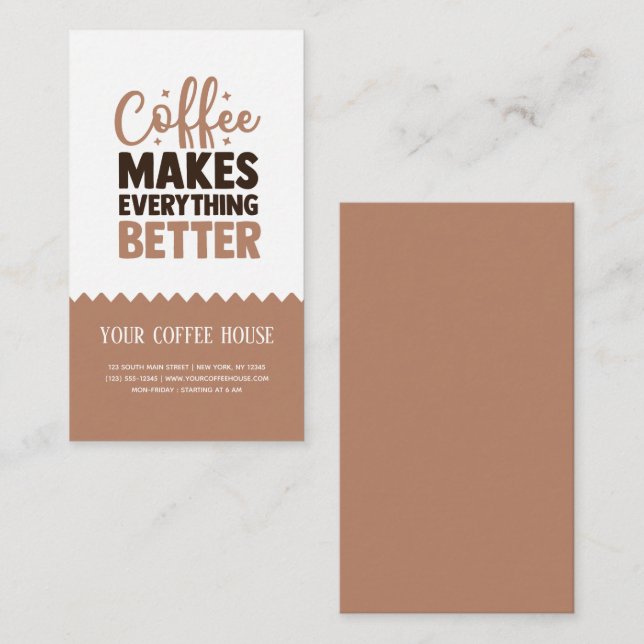 El café lo hace todo mejor tarjeta de visita (Anverso / Reverso)