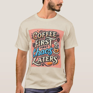 El café primero, el caos después de la camiseta
