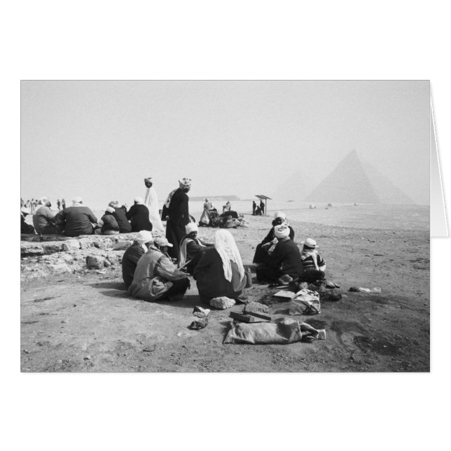 El Cairo, Egipto, jinetes de camellos, pirámides d (Anverso (Horizontal))