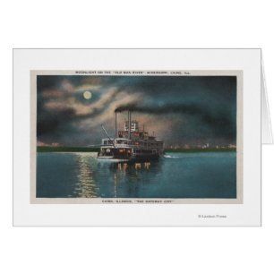 El Cairo, IL - Vista nocturna del vapor en Miss. R