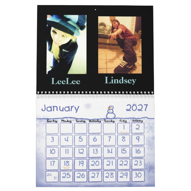 El calendario de LeeLee y de Lindsey (Jan 2027)