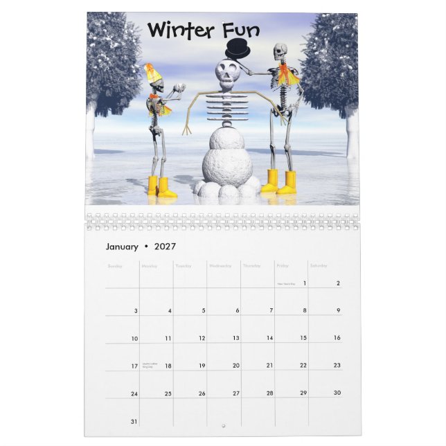 El calendario de no. 2 de Skeletonians (Jan 2027)