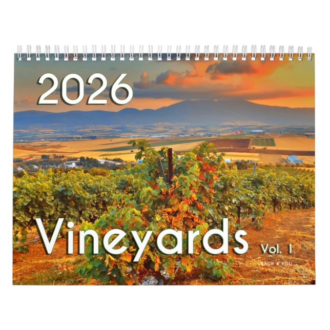 El Calendario de Pared de Vino 2026 - Viñedos, Vol (Tapa)