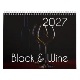 El calendario de pared de vino 2027 - Negro y vino