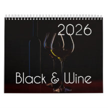 El calendario de pared de vinos de 2026 - Negro y 