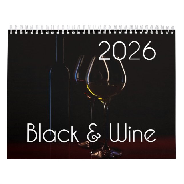El calendario de pared de vinos de 2026 - Negro y  (Tapa)