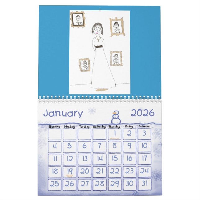 El calendario espeluznante y lindo de Jane Austen (Jan 2026)