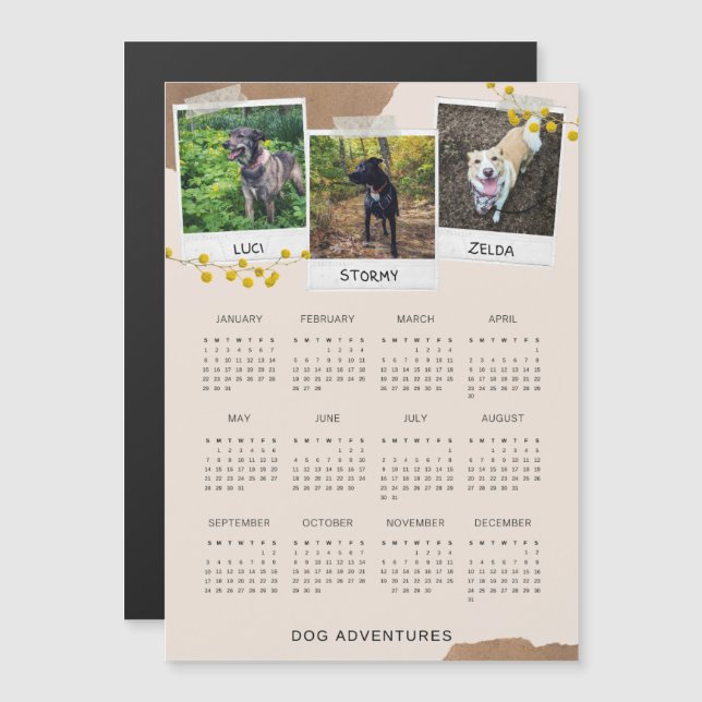 El calendario magnético de las aventuras de perro  (Anverso/Reverso)